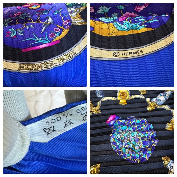 HERMES Qu'importe le flacon, pourvu qu'on ait l'ivresse silk scarf pleated - Picture 6 of 16